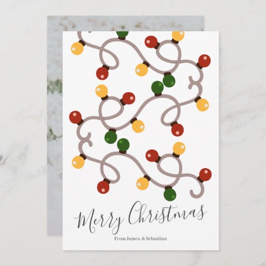 パーソナライズされたクリスマス・ホリデー・ライツ写真 シーズンカード (正面/裏面)