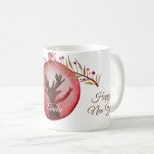 パーソナライズされたクリスマス。新年の贈り物のマグカップ コーヒーマグカップ (正面右)