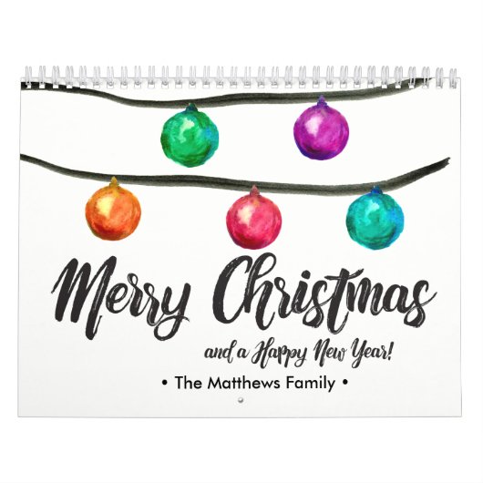 パーソナライズされたクリスマス、水の色、写真カスタム写真 カレンダー (カバー)