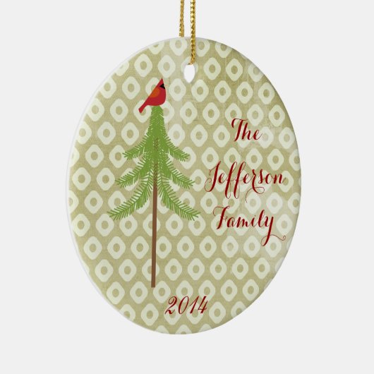 パーソナライズされたクリスマス(鳥)ショウジョウコウカンチョウファミリーオーナメント セラミックオーナメント (右)