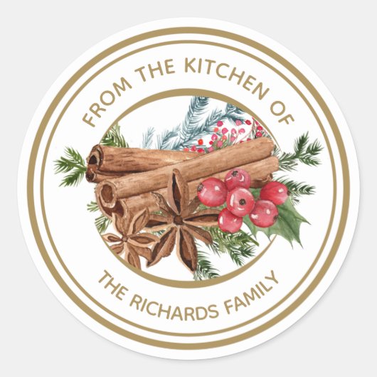パーソナライズされたクリスマスCookieホリデーベーキング ラウンドシール (正面)