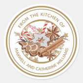 パーソナライズされたクリスマスCookieホリデーベーキング ラウンドシール (正面)