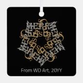 パーソナライズされたクリスモダンス金ゴールドシルバースターアート メタルオーナメント (正面)