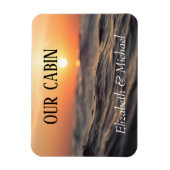 パーソナライズされたクルーズドア ビーチ 海 夕焼け マグネット (縦)