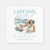 パーソナライズされたクルーズ・バチェロレッテ・パーティー・ナウティ・クルー スタンダードカクテルナプキン (正面)