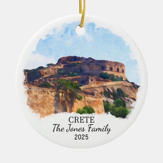 パーソナライズされたクレタ島のオーナメント、ギリシャ セラミックオーナメント (正面)