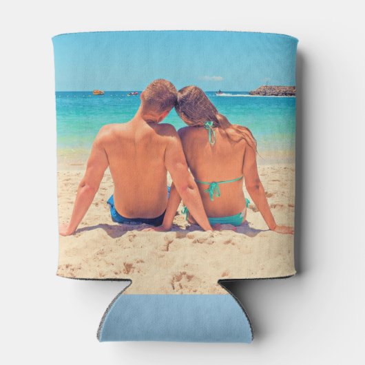 パーソナライズされたクーラーボックスの写真とカスタム文字 缶クーラー (裏面)