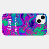 パーソナライズされたクールカスタムティール（緑がかった色） Case-Mate iPhoneケース (裏面 (横))