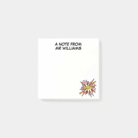 パーソナライズされたクールモダン漫画ポップ・アートの簿 ポストイット (正面)