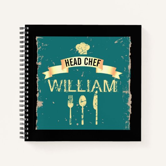 パーソナライズされたクール料理長レシピ本男性へ ノートブック (正面)