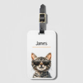 パーソナライズされたクール猫 ラゲッジタグ (正面縦)