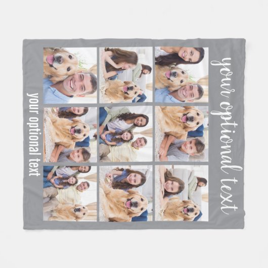 パーソナライズされたグモダンレイ9フォトコラージュ フリースブランケット (正面(横))