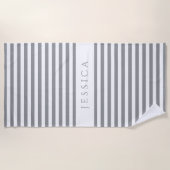 パーソナライズされたグモダンレストライプのン ビーチタオル (正面)