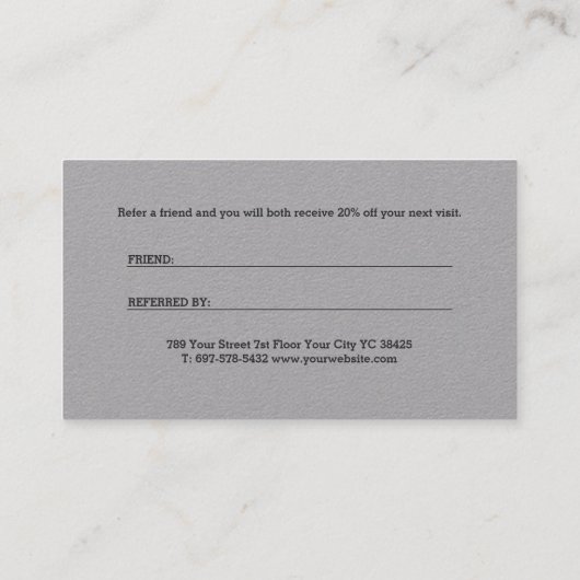 パーソナライズされたグモダン芸術的レイ黒一文字 紹介カード (裏面)