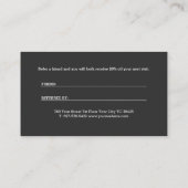 パーソナライズされたグモダン芸術的レイ黒一文字 紹介カード (裏面)