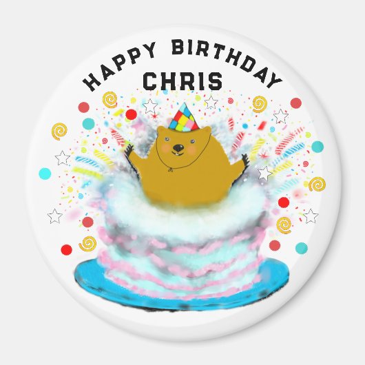 パーソナライズされたグラウンドホッグ日誕生日ギフトマグネット マグネット (正面)