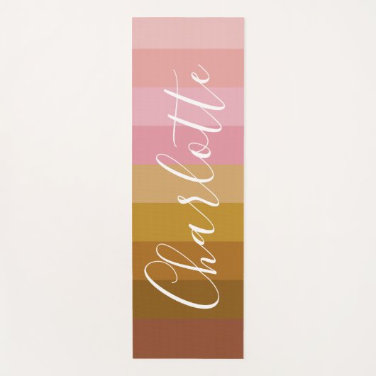 パーソナライズされたグラデーションのピンクのアースストライプの音 ヨガマット (正面)