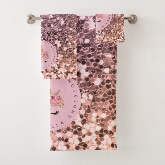 パーソナライズされたグラデーショングリッター バスタオルセット (インサイチュ)