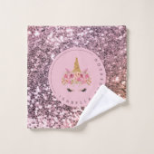 パーソナライズされたグラデーショングリッター バスタオルセット (ウォッシュタオル)