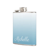 パーソナライズされたグラデーション水色 フラスク (左)