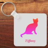 パーソナライズされたグラデーション猫 キーホルダー (正面)