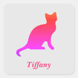 パーソナライズされたグラデーション猫 スクエアシール
