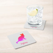 パーソナライズされたグラデーション猫 スクエアペーパーコースター (インサイチュ)