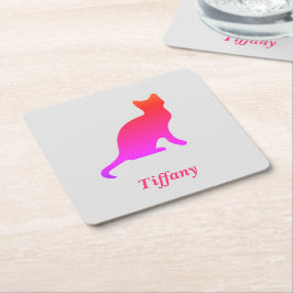 パーソナライズされたグラデーション猫 スクエアペーパーコースター