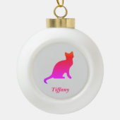 パーソナライズされたグラデーション猫 セラミックボールオーナメント (正面)