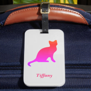 パーソナライズされたグラデーション猫 ラゲッジタグ