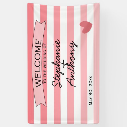 パーソナライズされたグラデーション赤面ピストライプのッ結婚ク 横断幕 (縦)
