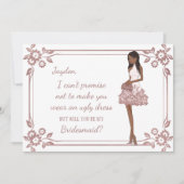 パーソナライズされたグラマラスガール ブライズメイドの提案 招待状 (正面)