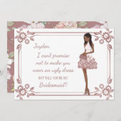 パーソナライズされたグラマラスガール ブライズメイドの提案 招待状 (正面/裏面)