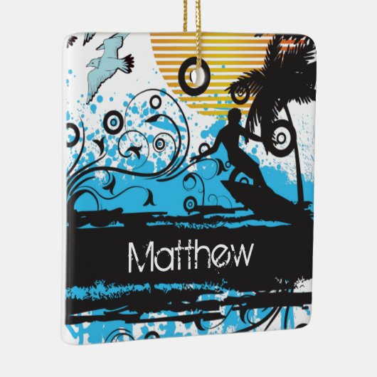 パーソナライズされたグランジサーフィンビーチ セラミックオーナメント (右)