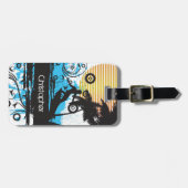 パーソナライズされたグランジサーフィン熱帯ビーチ ラゲッジタグ (正面横)