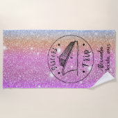 パーソナライズされたグリッターシスターズクルーズ ビーチタオル (正面)
