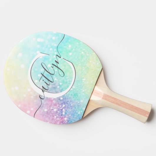 パーソナライズされたグリッターパステル《写真》ぼけ味パターン 卓球ラケット (横)