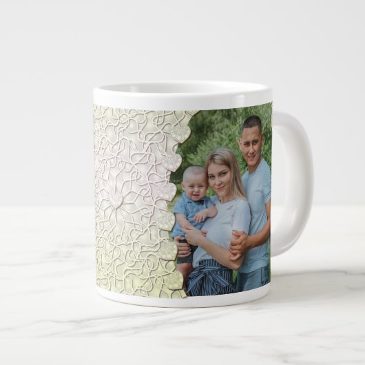 パーソナライズされたグリッターフォトマグラップデザイン ジャンボコーヒーマグカップ (正面右)