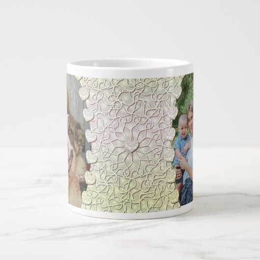 パーソナライズされたグリッターフォトマグラップデザイン ジャンボコーヒーマグカップ (正面)
