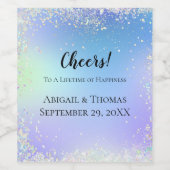 パーソナライズされたグリッターブルーパープル結婚ズ ワインラベル (シングルラベル)