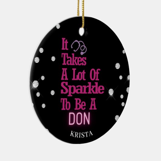 パーソナライズされたグリッター長 セラミックオーナメント (右)