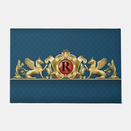 パーソナライズされたグリフィン crest ドアマット (正面)