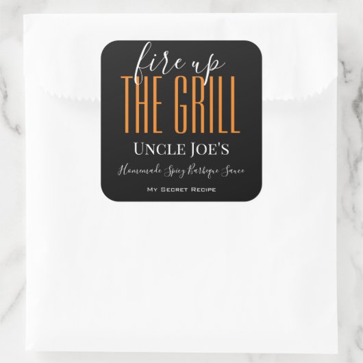「パーソナライズされたグリルを焼く」フードラベル スクエアシール (バッグ)