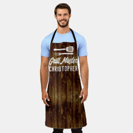 パーソナライズされたグリルマスターBBQ素朴ウッドシェフ エプロン