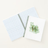 パーソナライズされたグリーンウォーターの色とフローライニシャル ノートブック (内部)