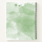 パーソナライズされたグリーンウォーターの色とフローライニシャル ノートブック (裏面)