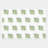 パーソナライズされたグリーンウォーターの色とフローライニシャル ラッピングペーパーシート (正面2)