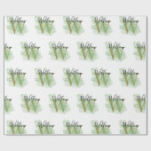 パーソナライズされたグリーンウォーターの色とフローライニシャル ラッピングペーパー (フラット)