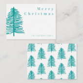 パーソナライズされたグリーンクリスマスツリーの冬の森 ノートカード (正面/裏面)