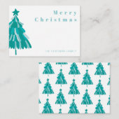 パーソナライズされたグリーンクリスマスツリー ウィンターフォレスト ノートカード (正面/裏面)